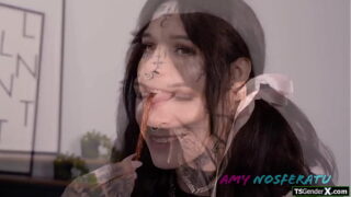 Goth Sheboy Hottie Amy Nosferatu sucks roommate